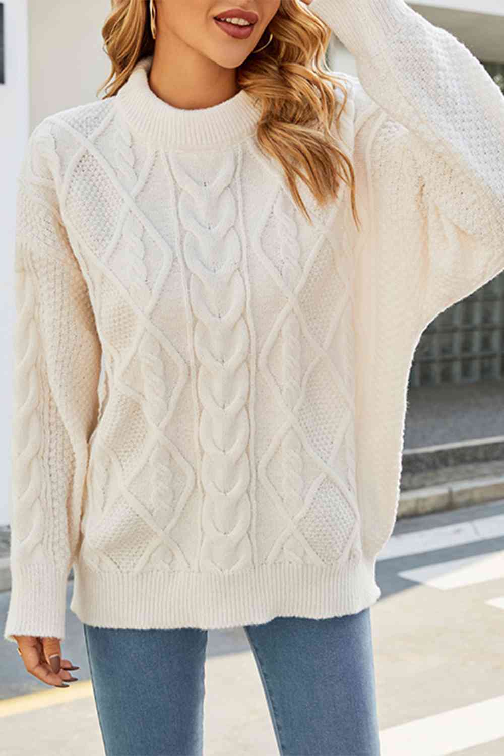 Maglione oversized da donna a trecce
