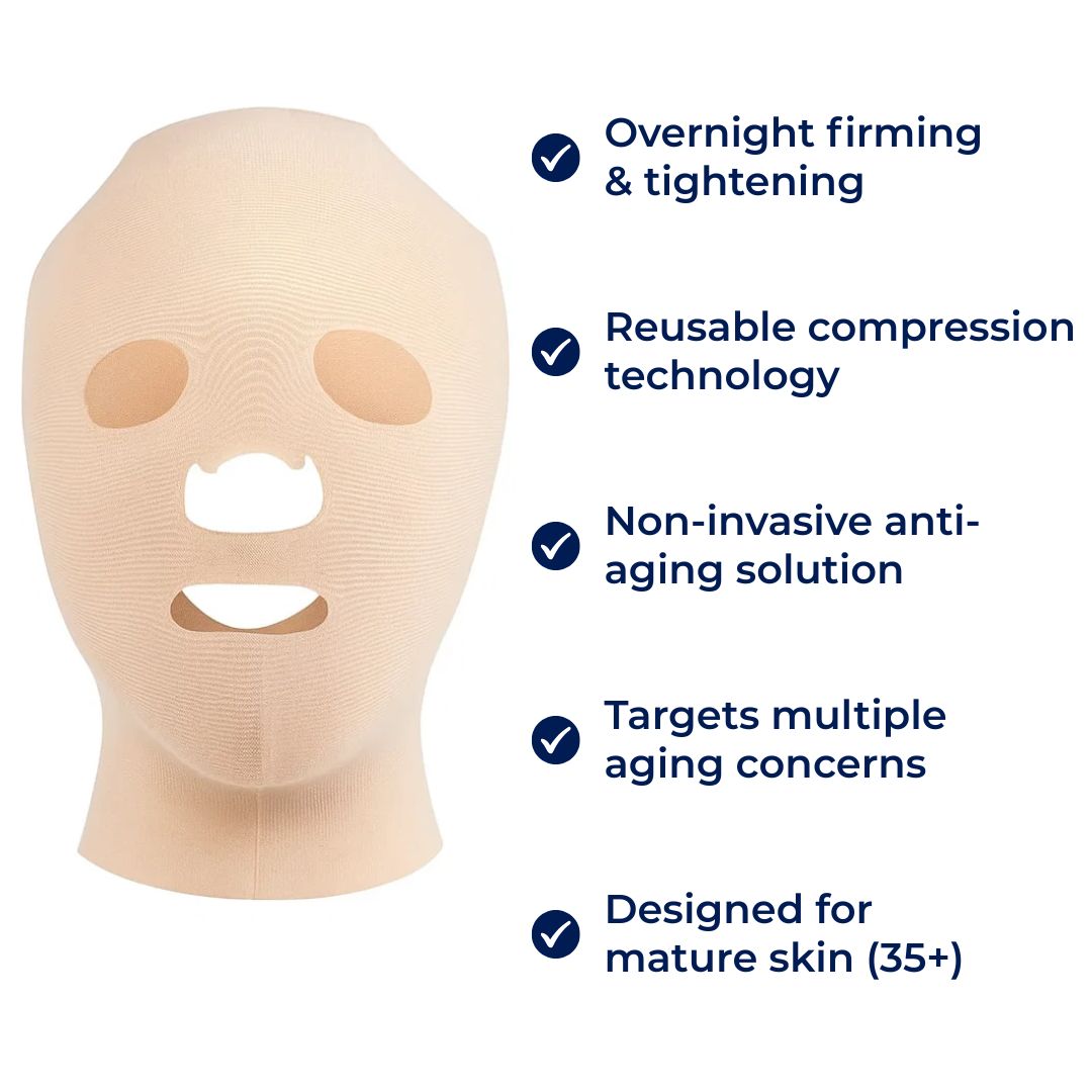 Maschera Lifting Viso Antirughe – Compressione Riutilizzabile – Vestibilità Ergonomica Morbida – Effetto Rassodante Notturno per Pelli Mature