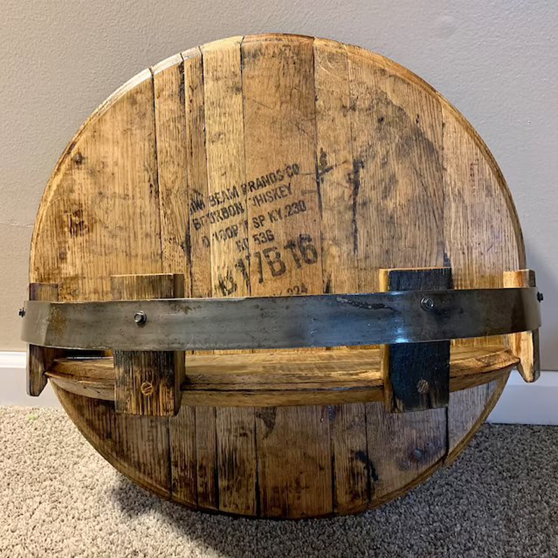 Mensola da Parete a Botte di Whiskey | Design Rustico in Legno Massello | Rotonda