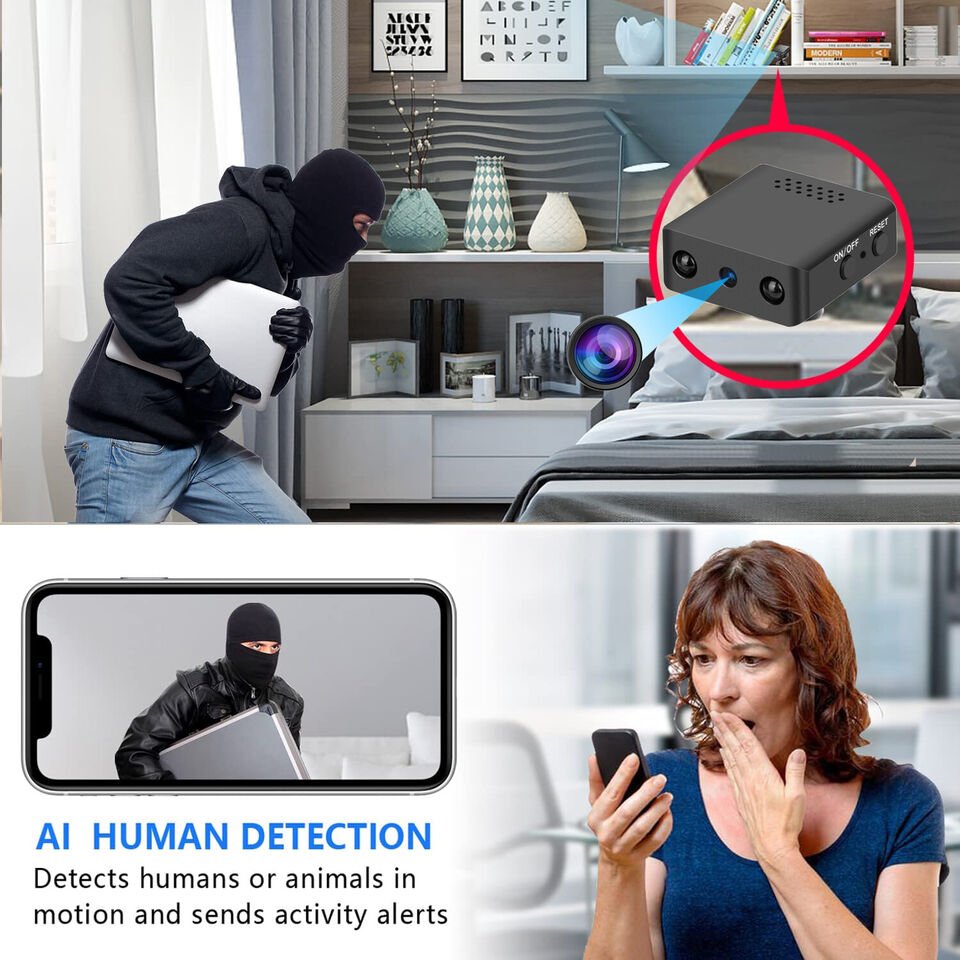 Micro Telecamera WiFi HD Compatta con Audio e Visione Notturna