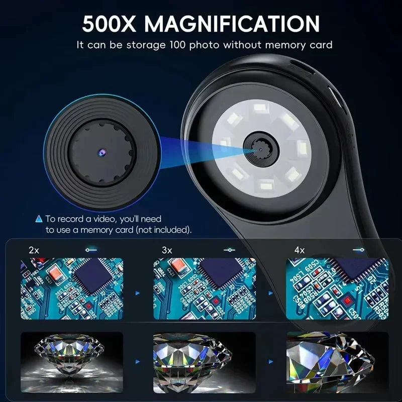 Microscopio digitale da tasca 500X con display HD