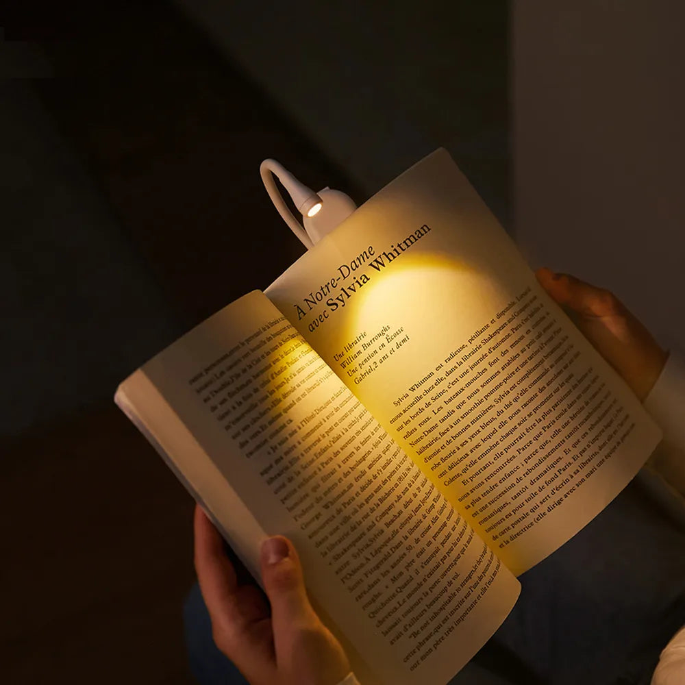 Mini Luce da Lettura per Libri - Luce Notturna Portatile Clip-On Ricaricabile USB, LED Dimmerabile per Camera da Letto, Protezione Occhi e Campeggio - Lampada da Libro con Clip Orientabile a 360°