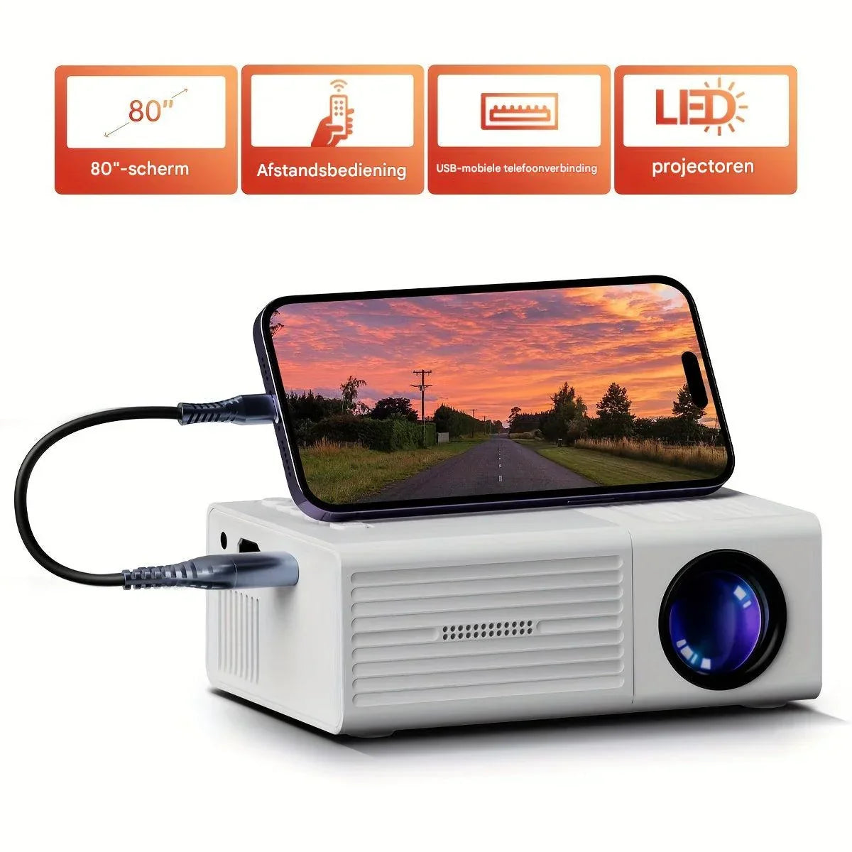Mini proiettore - Proiettore portatile Home Cinema HD