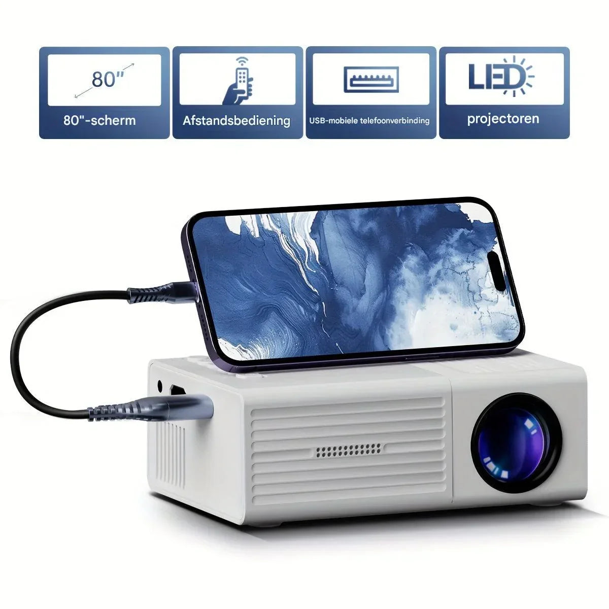Mini proiettore - Proiettore portatile Home Cinema HD