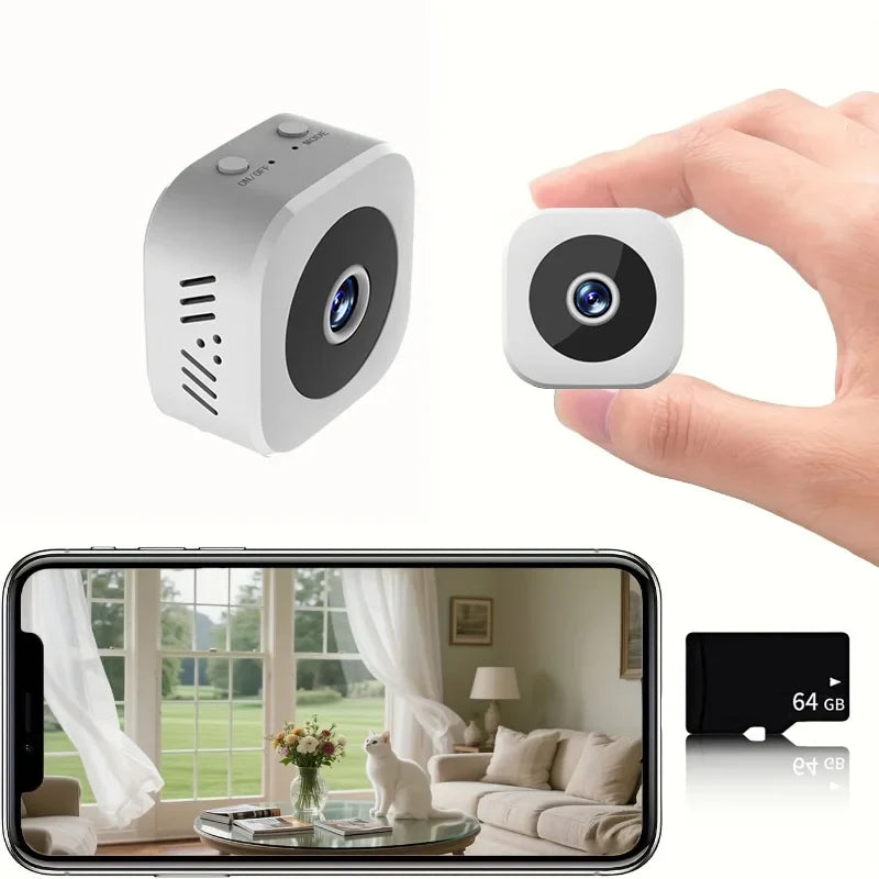 Mini Telecamera di Sicurezza 1080P con WiFi e Visione Notturna – Sorveglianza Senza Fili con Rilevamento di Movimento