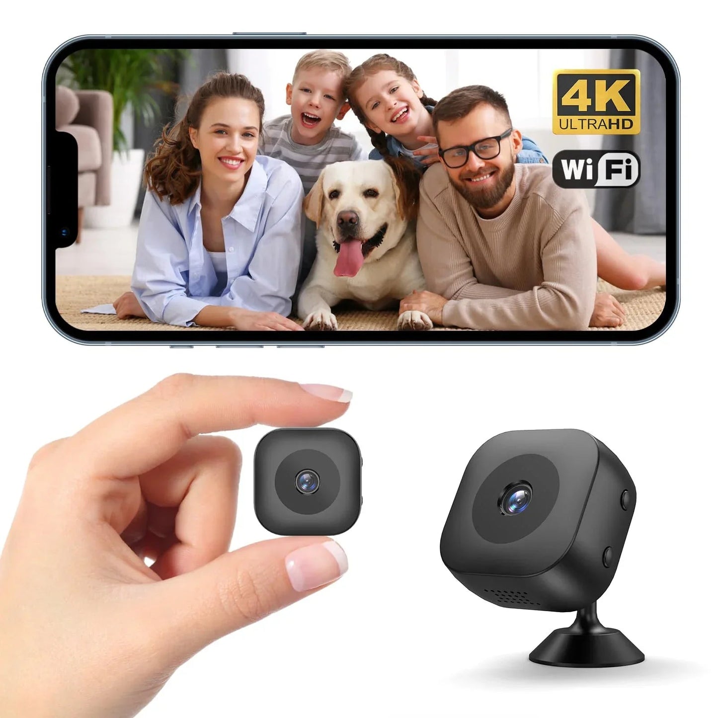 Mini Telecamera Wi-Fi con Rilevamento di Movimento e Full HD 1080P - Telecamera di Sicurezza Compatta
