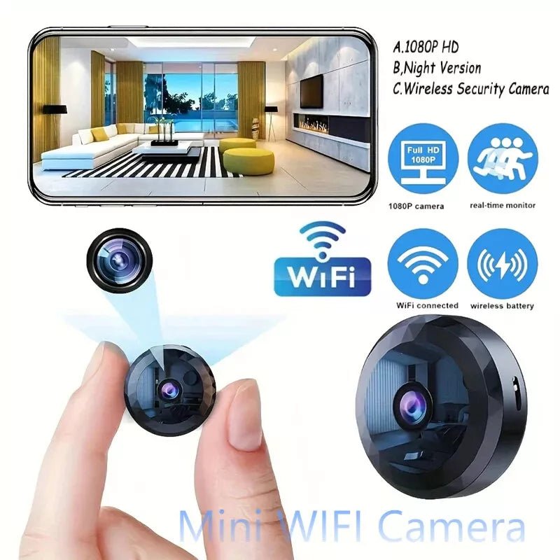 Mini Telecamera WiFi 1080P HD con Visione Notturna e Rilevamento di Movimento