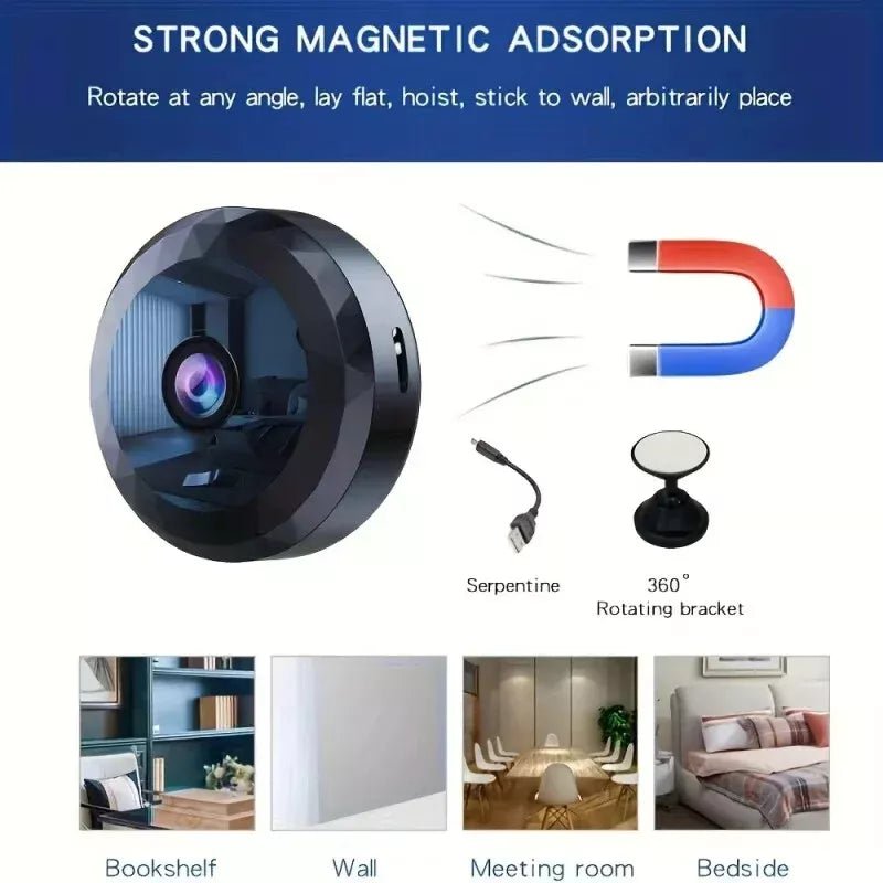 Mini Telecamera WiFi 1080P HD con Visione Notturna e Rilevamento di Movimento
