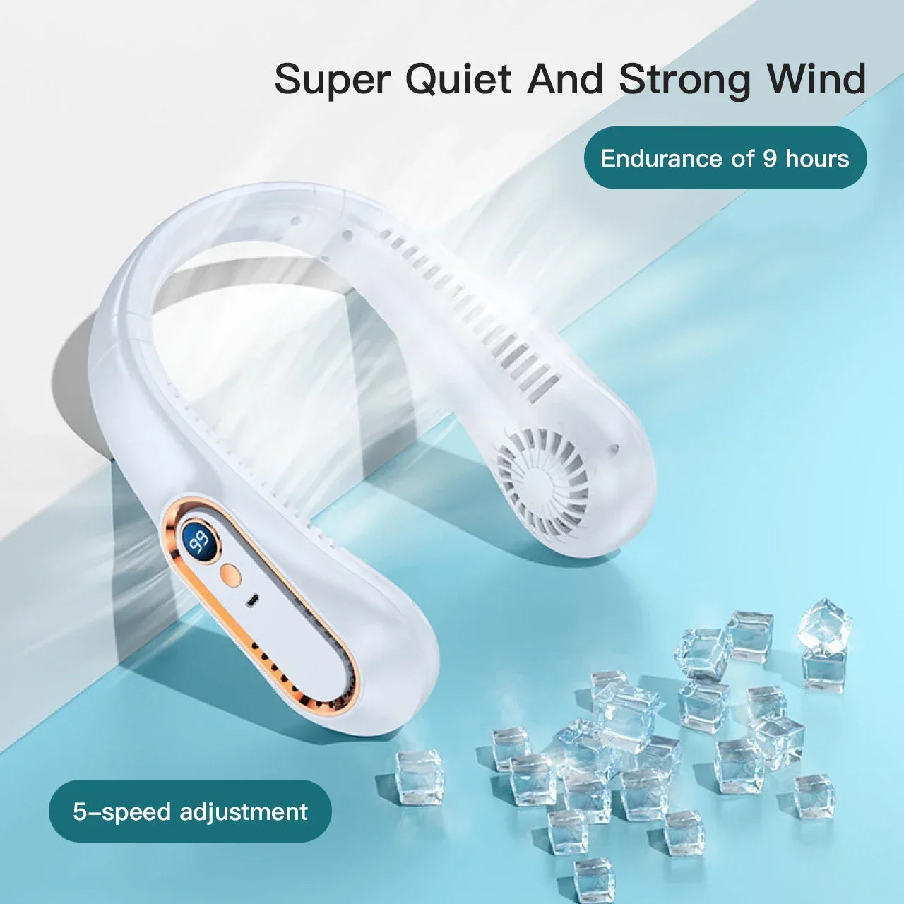 Mini Ventilatore Portatile da Collo Senza Pale con Display Digitale - Rinfresca Collo Ricaricabile USB per un'Esperienza di Freschezza a Mani Libere