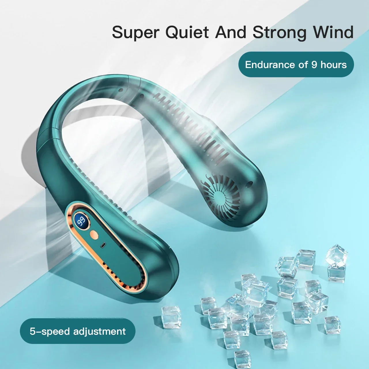 Mini Ventilatore Portatile da Collo Senza Pale con Display Digitale - Rinfresca Collo Ricaricabile USB per un'Esperienza di Freschezza a Mani Libere