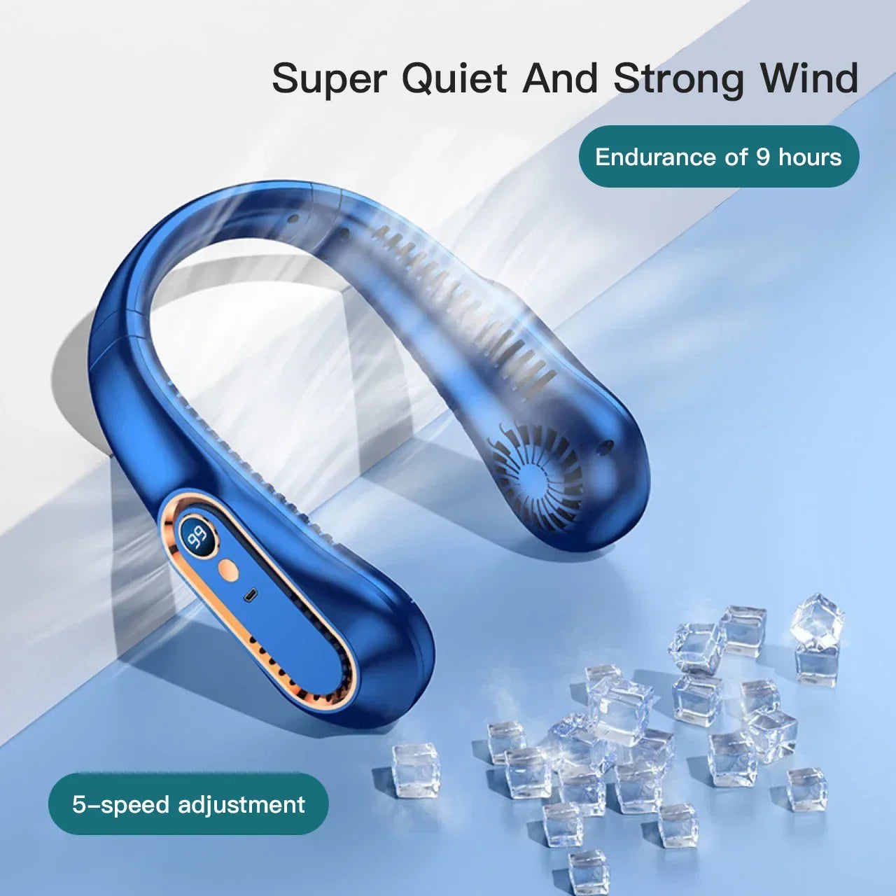 Mini Ventilatore Portatile da Collo Senza Pale con Display Digitale - Rinfresca Collo Ricaricabile USB per un'Esperienza di Freschezza a Mani Libere