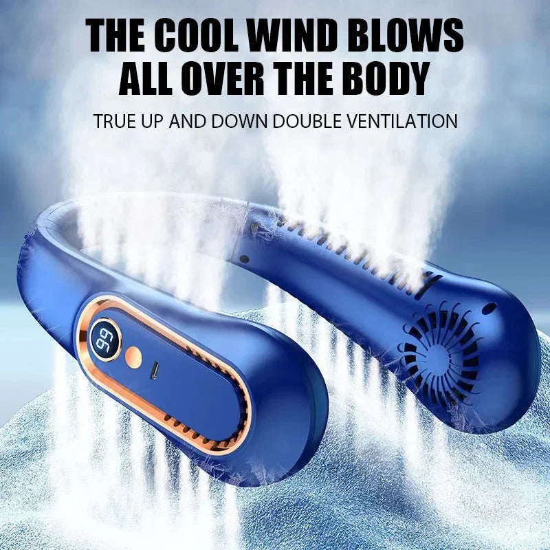 Mini Ventilatore Portatile da Collo Senza Pale con Display Digitale - Rinfresca Collo Ricaricabile USB per un'Esperienza di Freschezza a Mani Libere