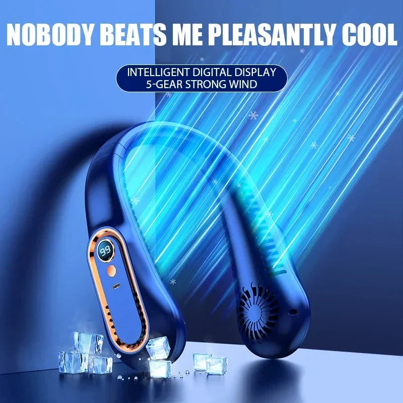 Mini Ventilatore Portatile da Collo Senza Pale con Display Digitale - Rinfresca Collo Ricaricabile USB per un'Esperienza di Freschezza a Mani Libere