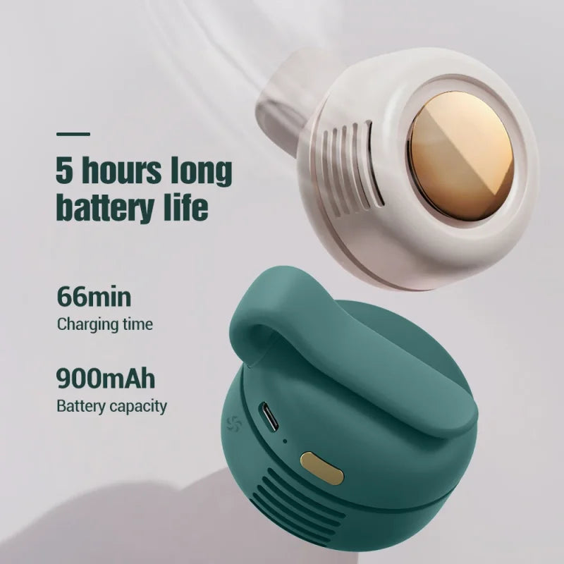 Mini ventilatore senza pale – Portatile, ricaricabile tramite USB, con design a pulsante, silenzioso per casa e viaggi all'aperto