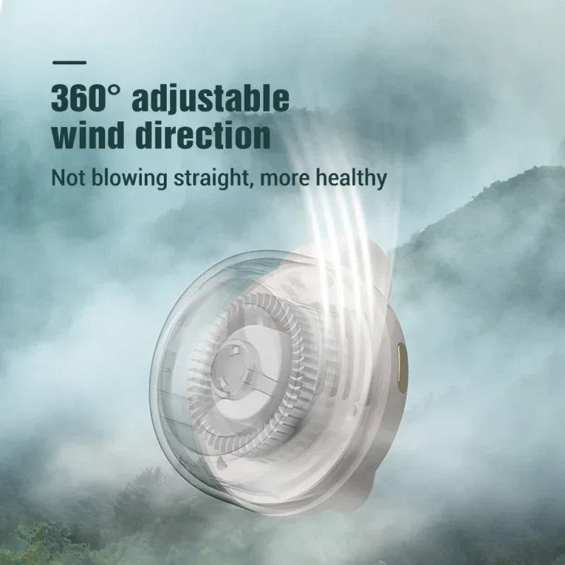 Mini ventilatore senza pale – Portatile, ricaricabile tramite USB, con design a pulsante, silenzioso per casa e viaggi all'aperto
