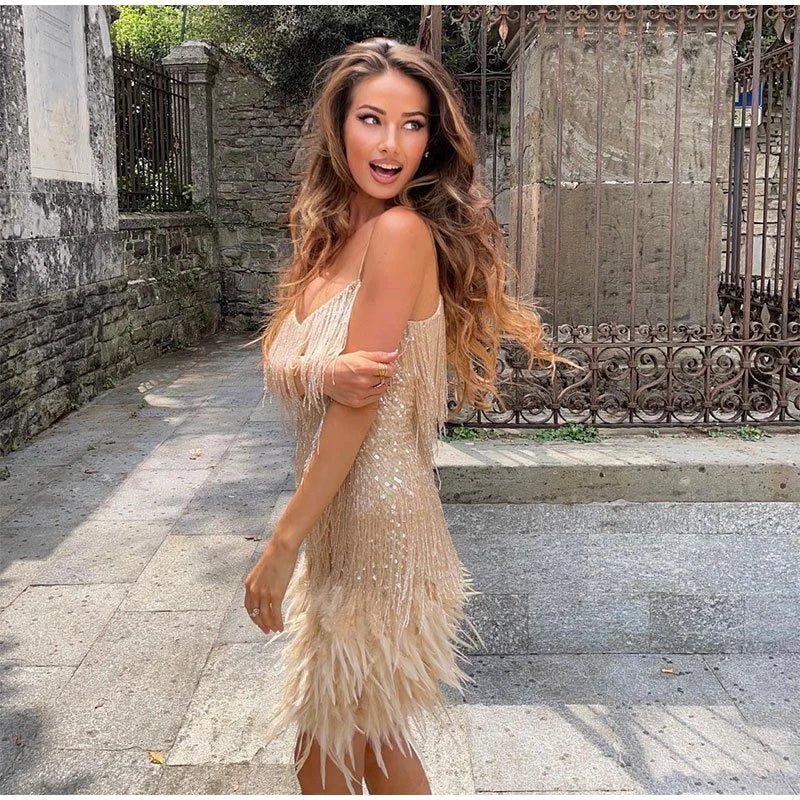 Miniabito da donna con frange