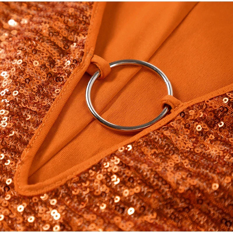 Minidress da Donna con Paillettes e Scollo Profondo