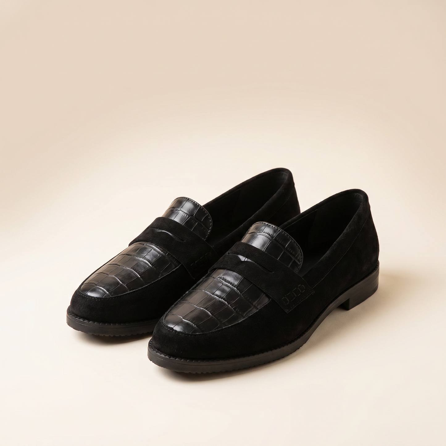 Mocassini da donna in pelle con motivo a coccodrillo | Scarpe slip-on imbottite