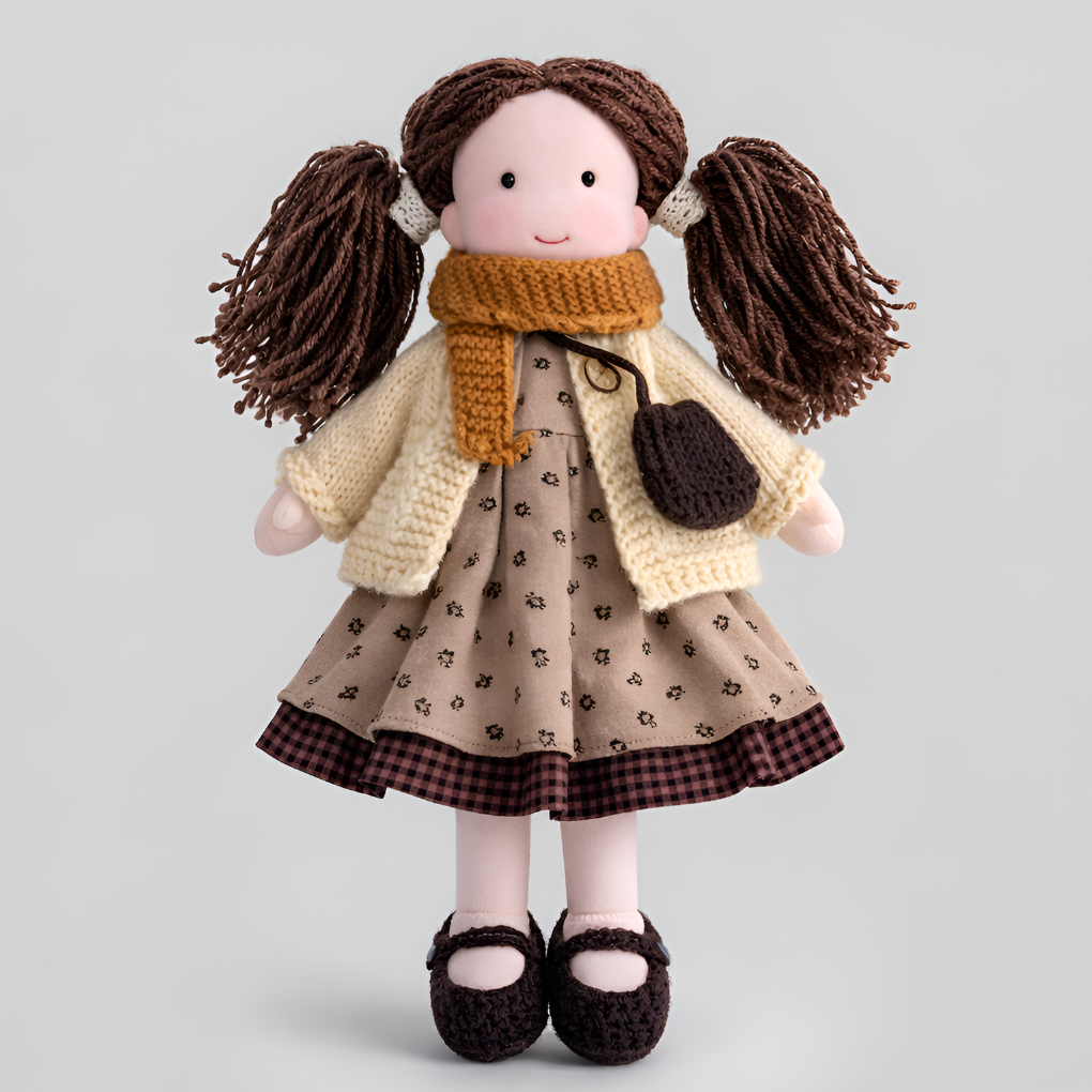 Morbida Bambola da Coccole Stile Waldorf con Morbido Cardigan in Maglia