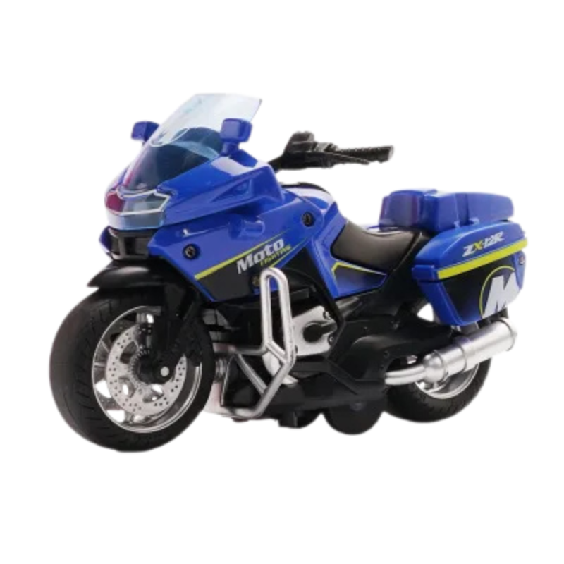 Moto Giocattolo con Carica a Molla per Bambini con Luci e Musica