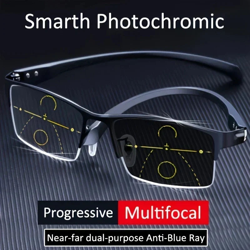 Occhiali da lettura con lenti progressive e fotocromatiche