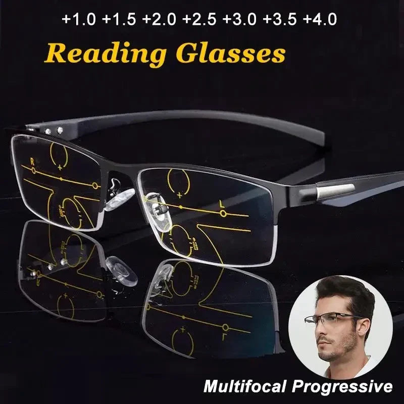 Occhiali da lettura con lenti progressive e fotocromatiche