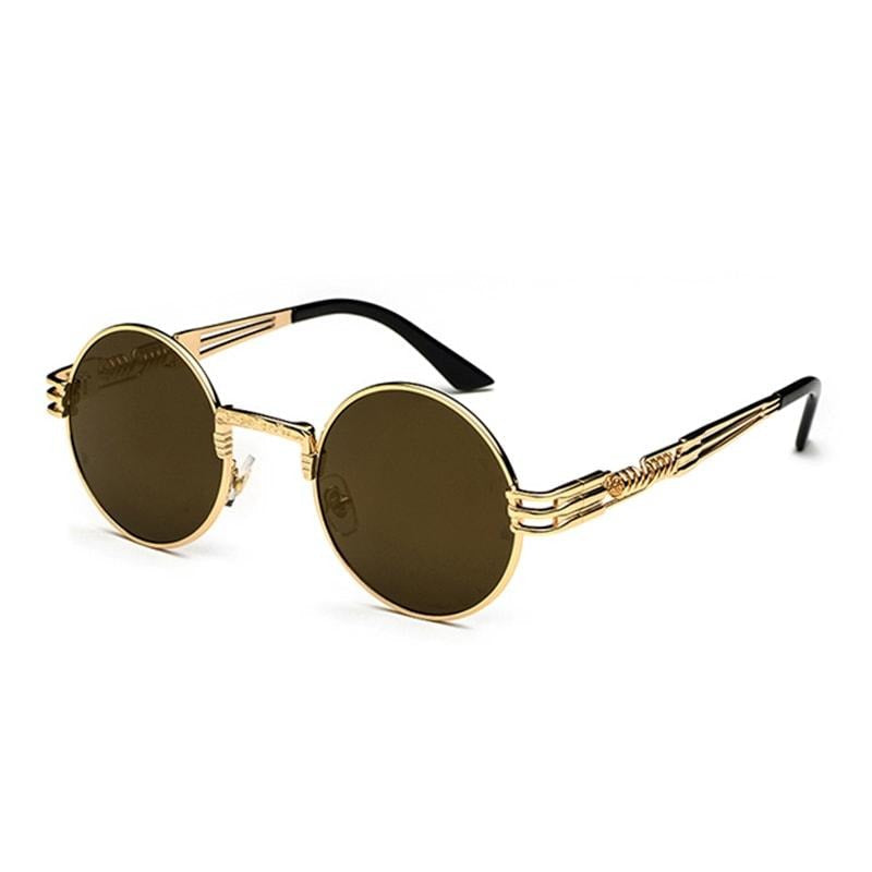 Occhiali da sole tondi in metallo stile steampunk