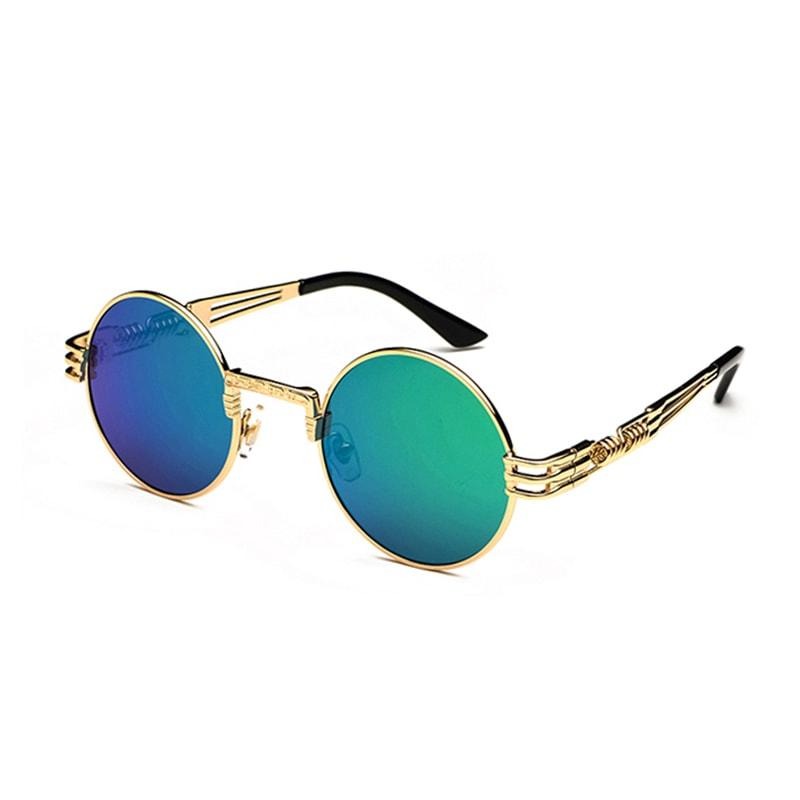 Occhiali da sole tondi in metallo stile steampunk