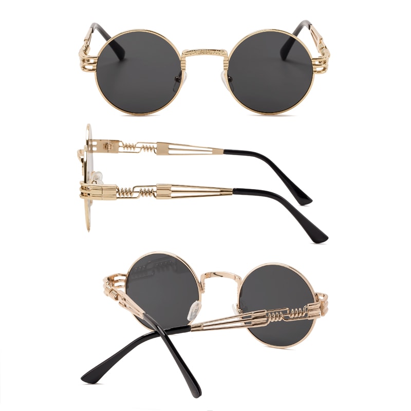 Occhiali da sole tondi in metallo stile steampunk