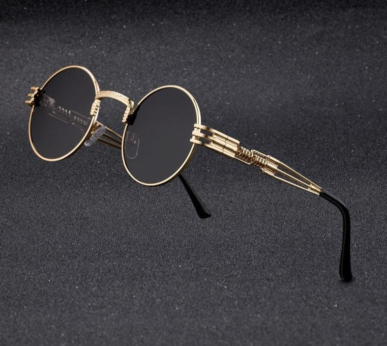 Occhiali da sole tondi in metallo stile steampunk