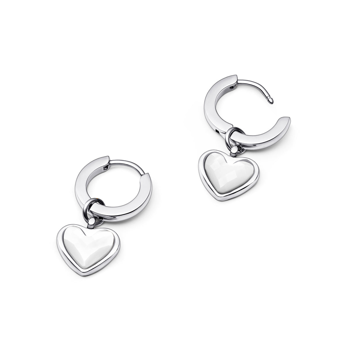Orecchini a Cerchio Huggie con Quarzo Bianco
