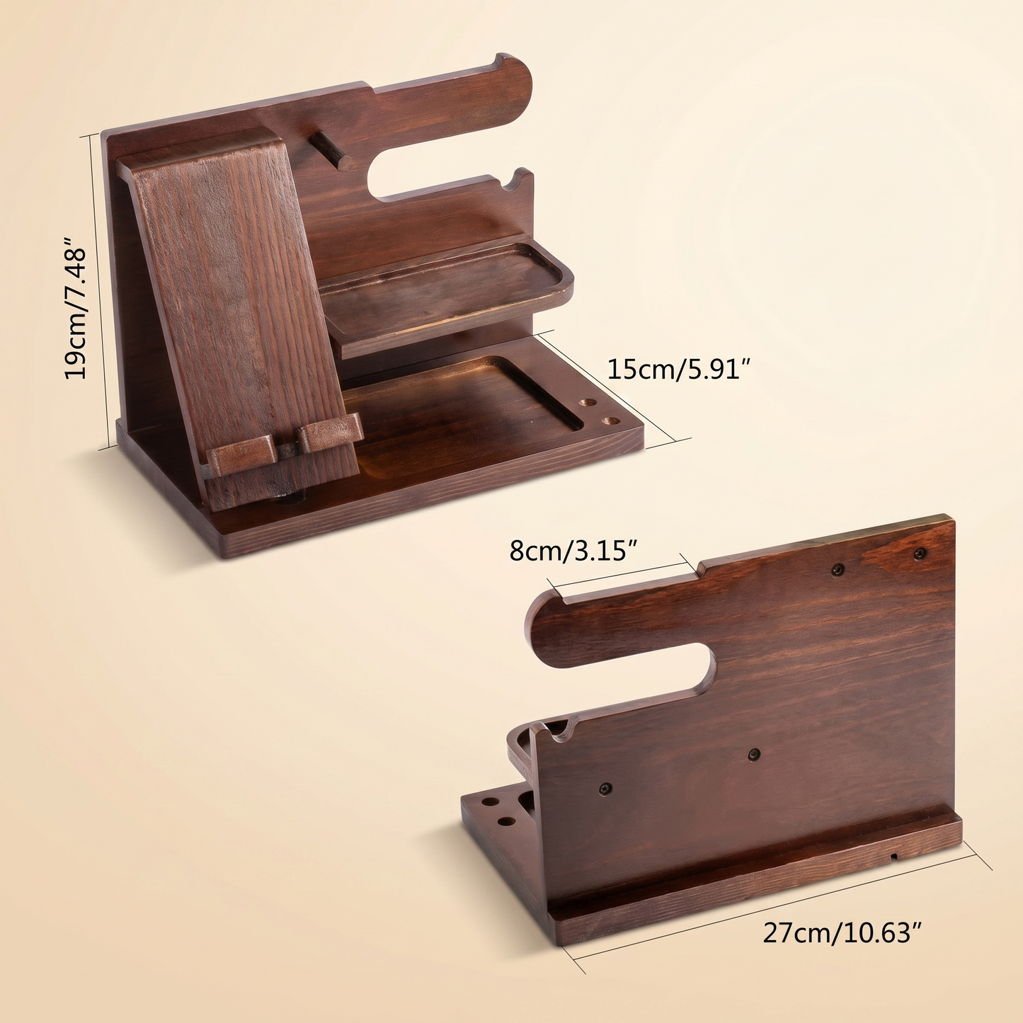 Organizzatore in Legno e Docking Station da Comodino