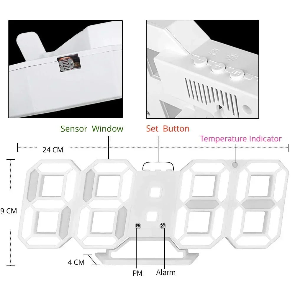 Orologio da Parete Digitale 3D a LED – Design Moderno con Funzione Dimmerabile e Visibilità Ottimale