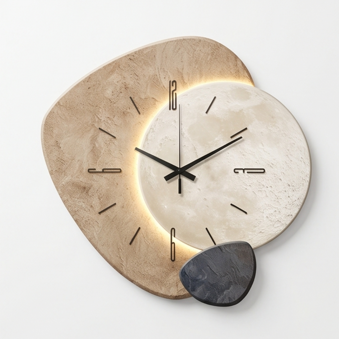 Orologio da Parete Illuminato dalla Luna con Retroilluminazione Calda