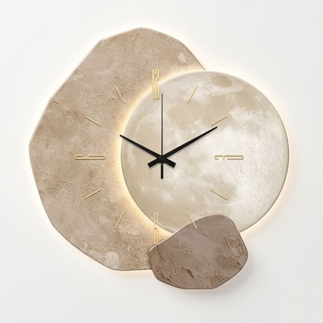 Orologio da Parete Illuminato dalla Luna con Retroilluminazione Calda