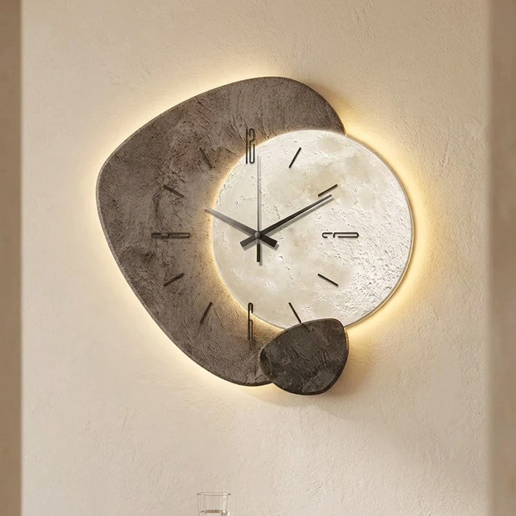Orologio da Parete Illuminato dalla Luna con Retroilluminazione Calda