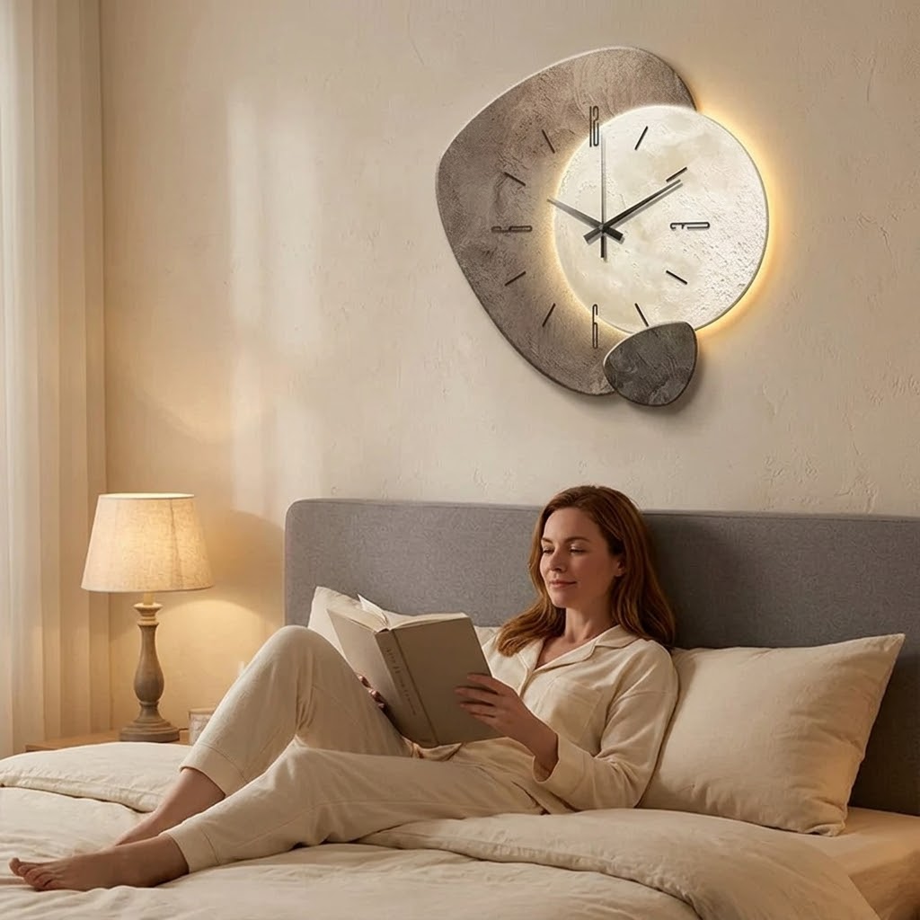 Orologio da Parete Illuminato dalla Luna con Retroilluminazione Calda