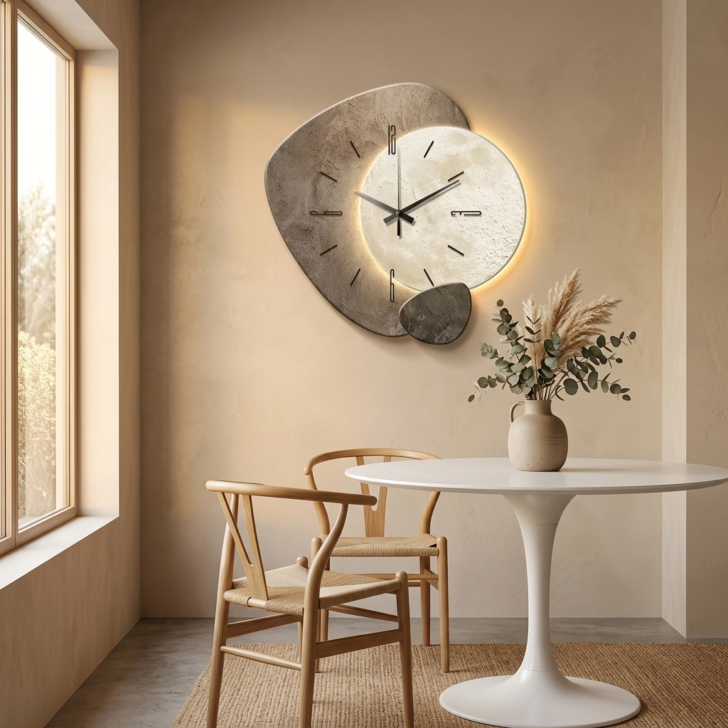 Orologio da Parete Illuminato dalla Luna con Retroilluminazione Calda