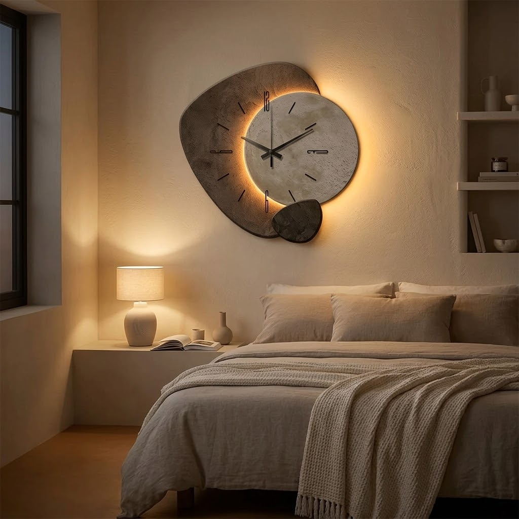 Orologio da Parete Illuminato dalla Luna con Retroilluminazione Calda