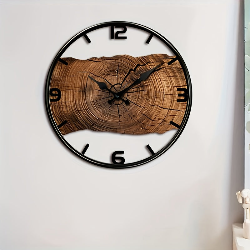 Orologio da parete in stile tronco d'albero rustico | Orologio effetto legno naturale