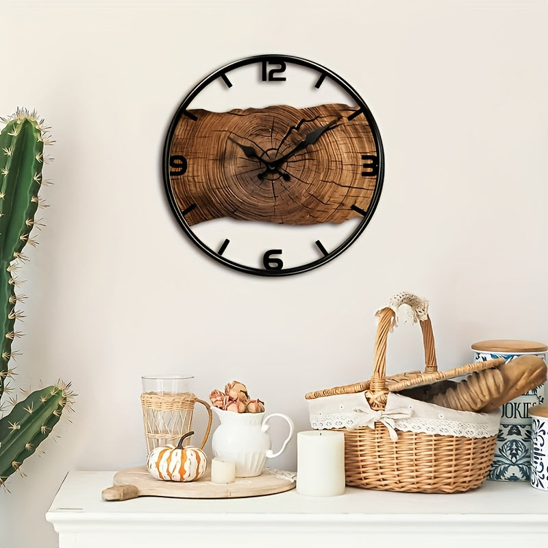 Orologio da parete in stile tronco d'albero rustico | Orologio effetto legno naturale