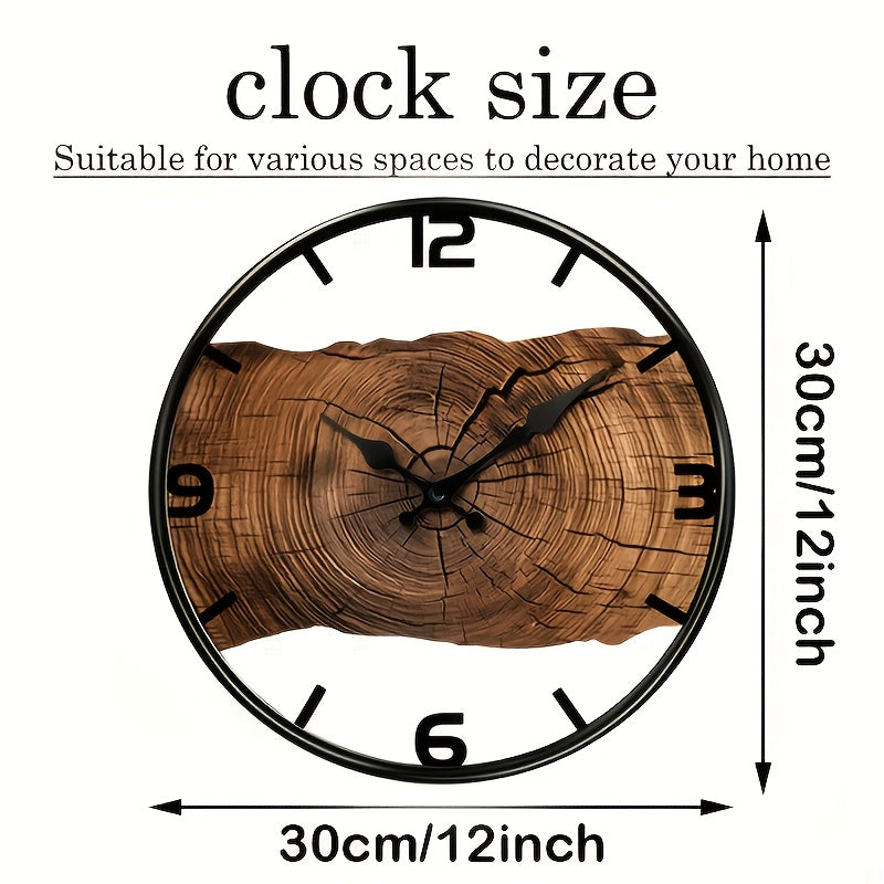 Orologio da parete in stile tronco d'albero rustico | Orologio effetto legno naturale