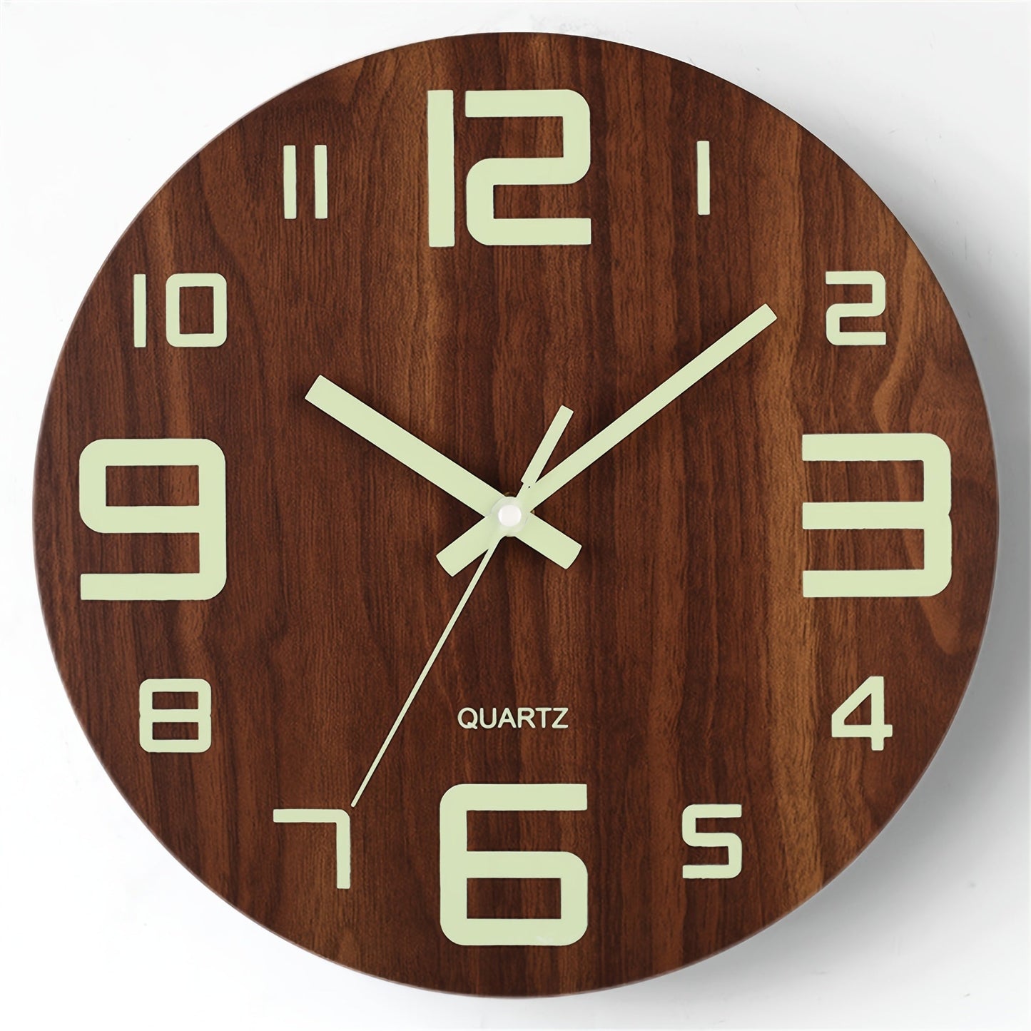 Orologio da parete luminoso in legno di noce | Design silenzioso in legno che si illumina al buio