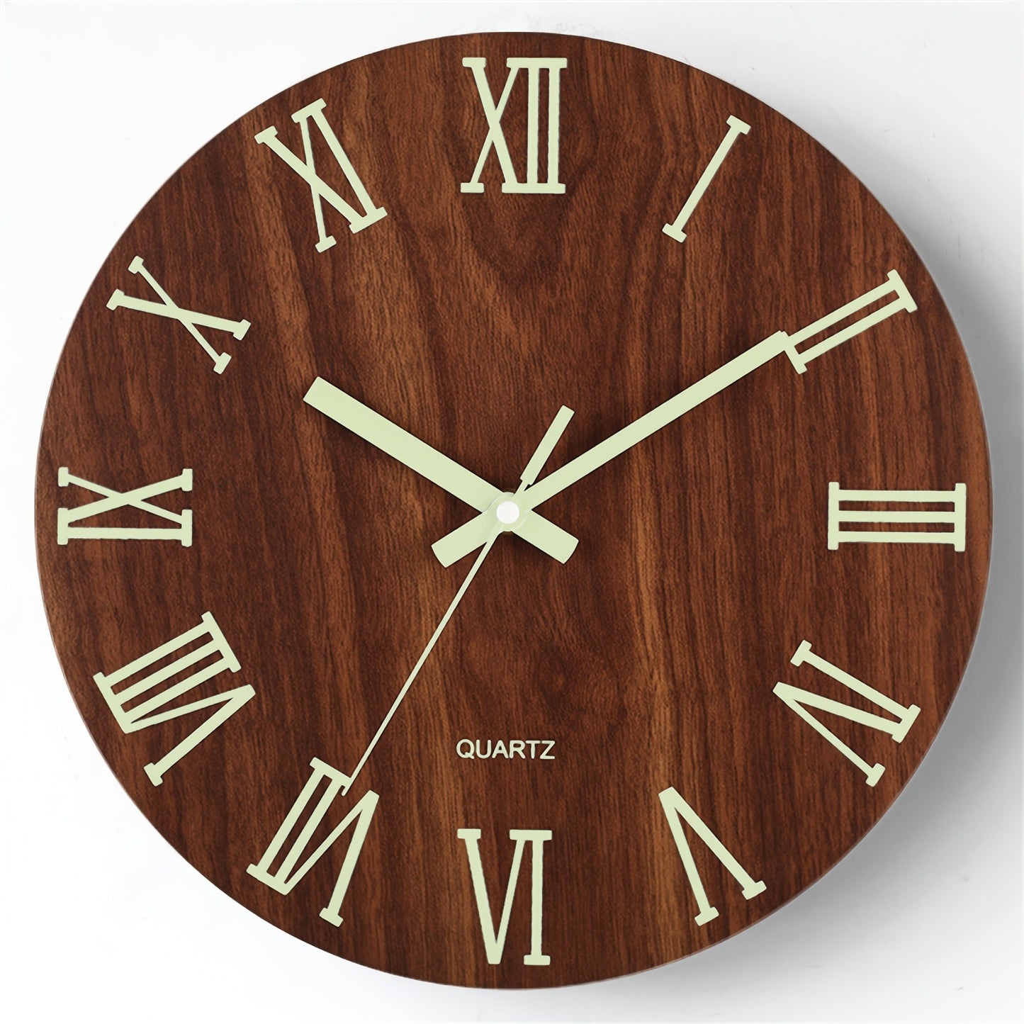 Orologio da parete luminoso in legno di noce | Design silenzioso in legno che si illumina al buio