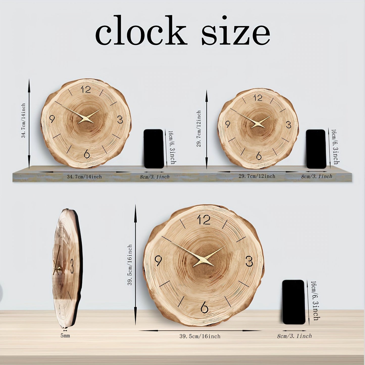 Orologio da Parete Silenzioso in Legno Dandy - Trama Realistica