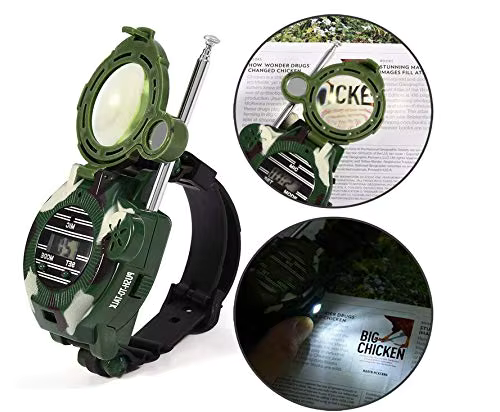 Orologio da sopravvivenza walkie-talkie 7 in 1 mimetico per bambini