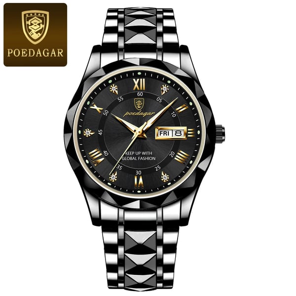 Orologio da uomo resistente all'acqua con lancette luminose