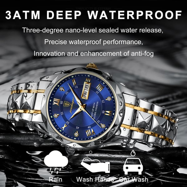 Orologio da uomo resistente all'acqua con lancette luminose