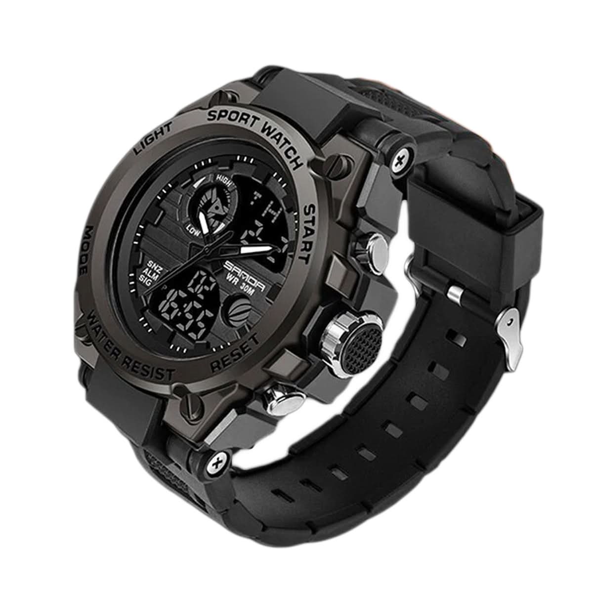 Orologio militare da uomo con display analogico-digitale e multifunzione
