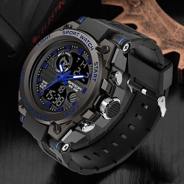 Orologio militare da uomo con display analogico-digitale e multifunzione